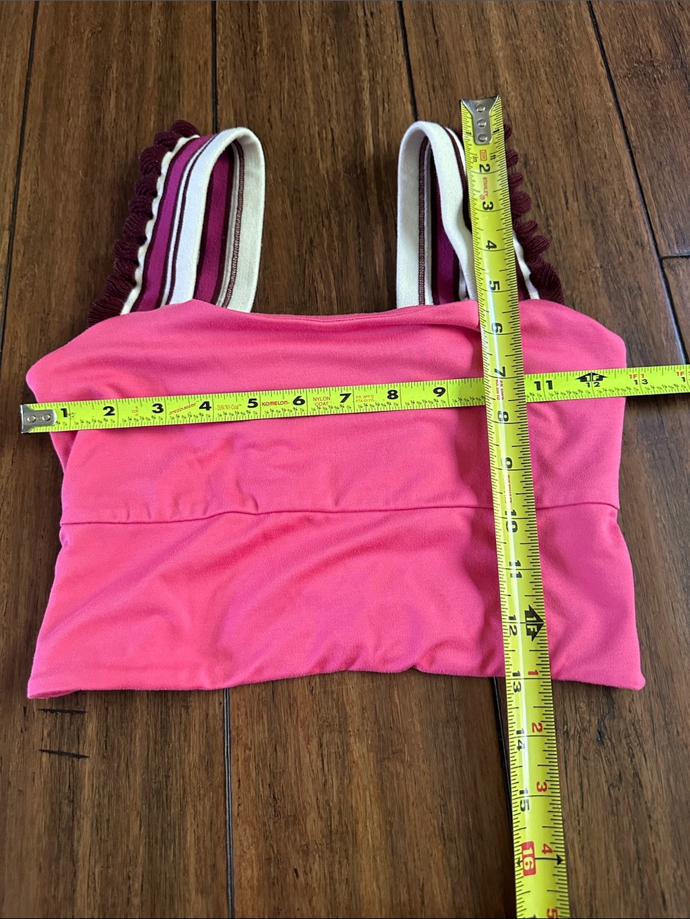 FP Movement by Free People Pink Cropped Sports Tank with Striped Fringe Straps